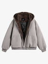Thesupermade Fur Hooded Zip Up Quilted Jacket - 2510 
