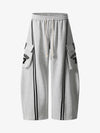 Cotton Web Stitching Letter Print Drawstring Barrel Pants 