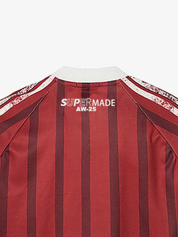 Retro Striped 88 Print Graphic Jersey Long-Sleeved T-Shirt - 2618 