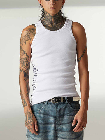 Street Ribbed Slim Fit Printed Vest 