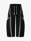 Cotton Web Stitching Letter Print Drawstring Barrel Pants 