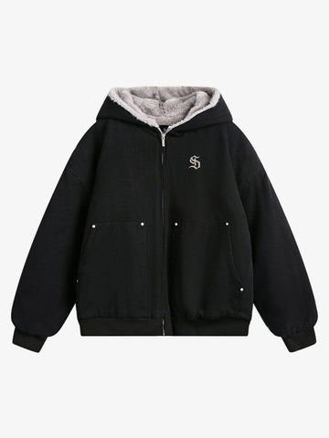 Thesupermade Fur Hooded Zip Up Quilted Jacket - 2510 