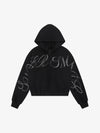 Street Hip-Hop Rhinestone Cropped Zip Up Hoodie 