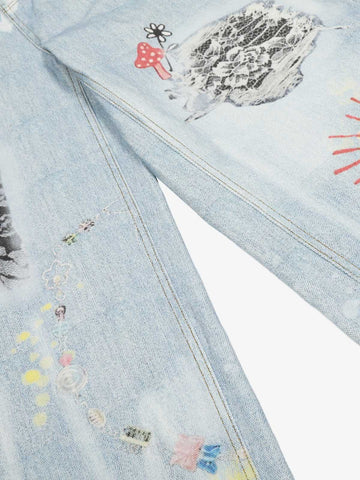 Retro Spray Graffiti Fun Straight Jeans - 2448 