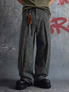 Leoparden-Plissee-Jeans mit weitem Bein