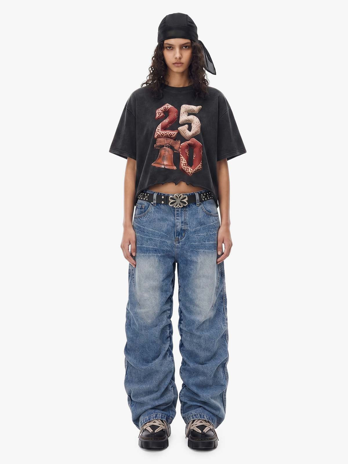 Y2K Faded Stacked Denim Jeans