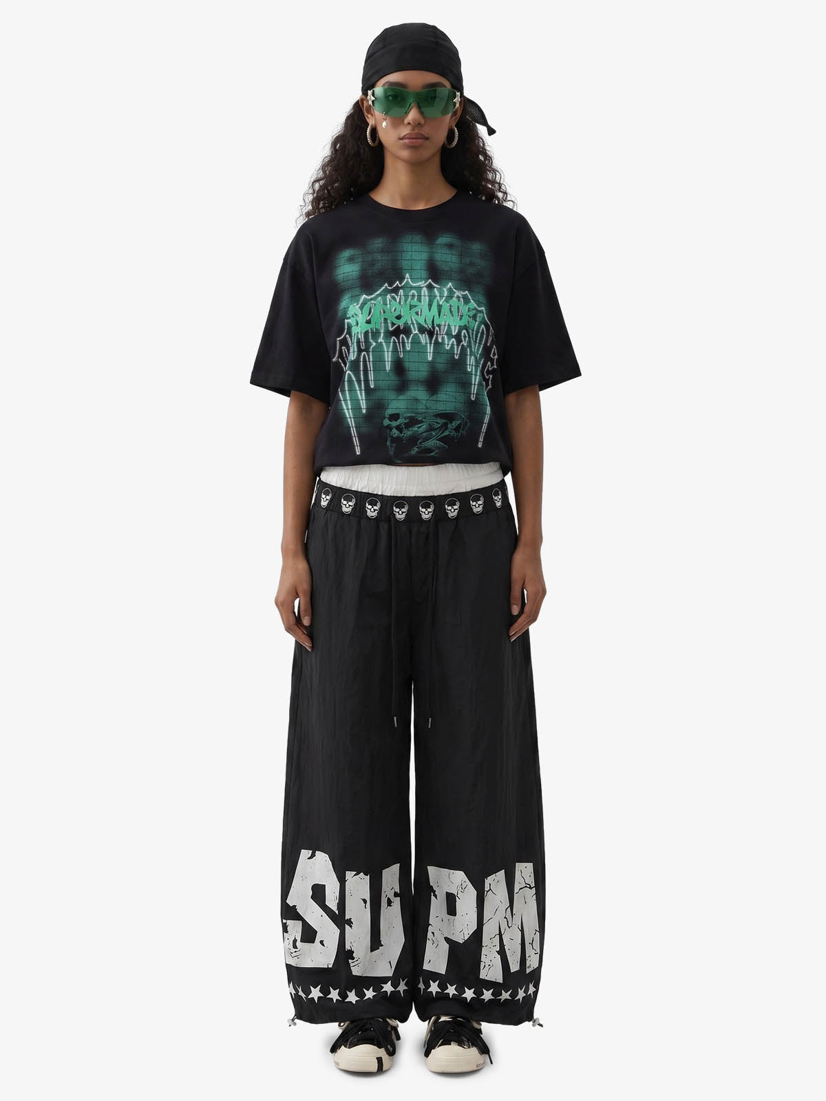 Dark Grid Skull Graphic T-Shirt 