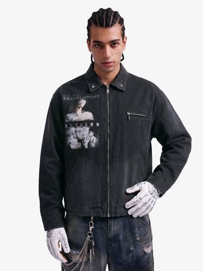 Vintage Washed Character Graphic Jacket 