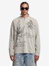 Gothic Angel Graphic Long Sleeve Henley T-Shirt 