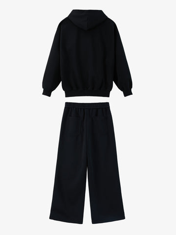 Gothic Letter Cross Embroidery Zip Up Hoodie and Sweatpants Set 