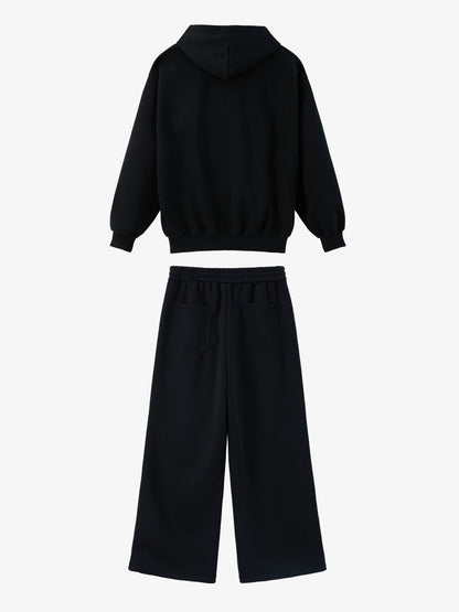 Gothic Letter Cross Embroidery Zip Up Hoodie and Sweatpants Set 