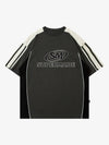 Color-Blocked Strip Racing T-shirt - 2076 