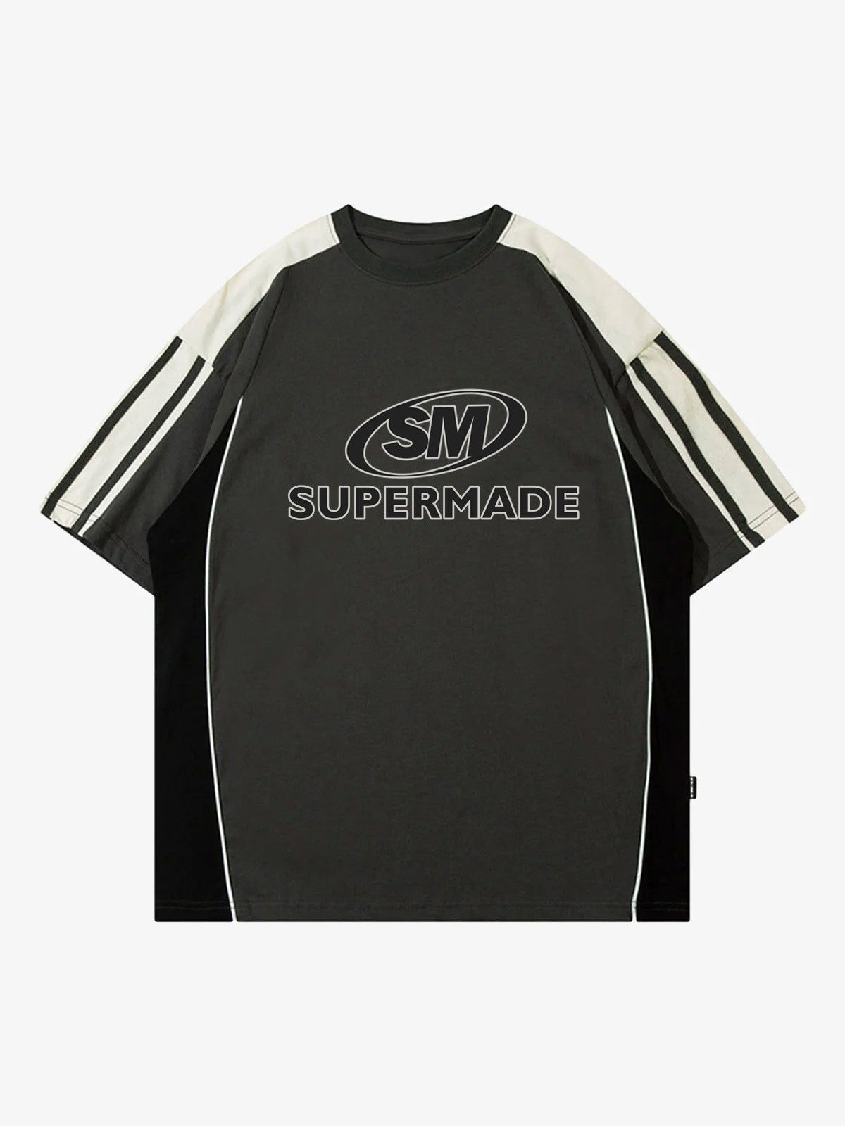 Color-Blocked Strip Racing T-shirt - 2076 