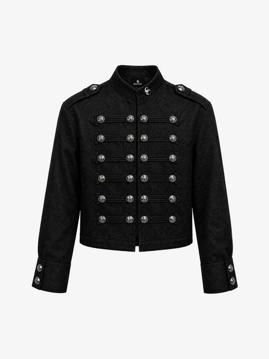 Vintage Militär-Jeansjacke mit silbernen Knöpfen