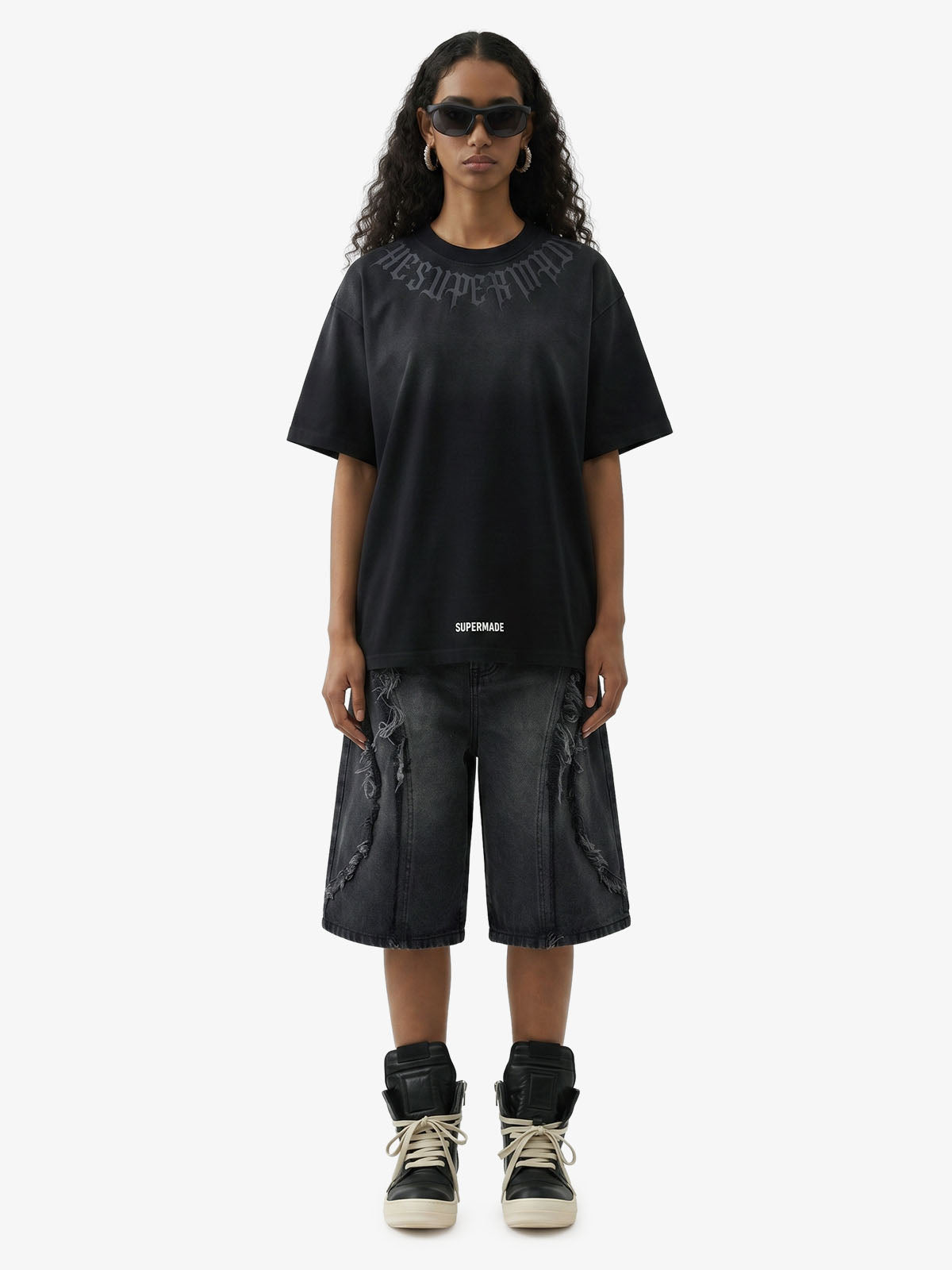 Verwaschenes Oversize-T-Shirt mit Retro-Farbverlauf und Buchstabendruck