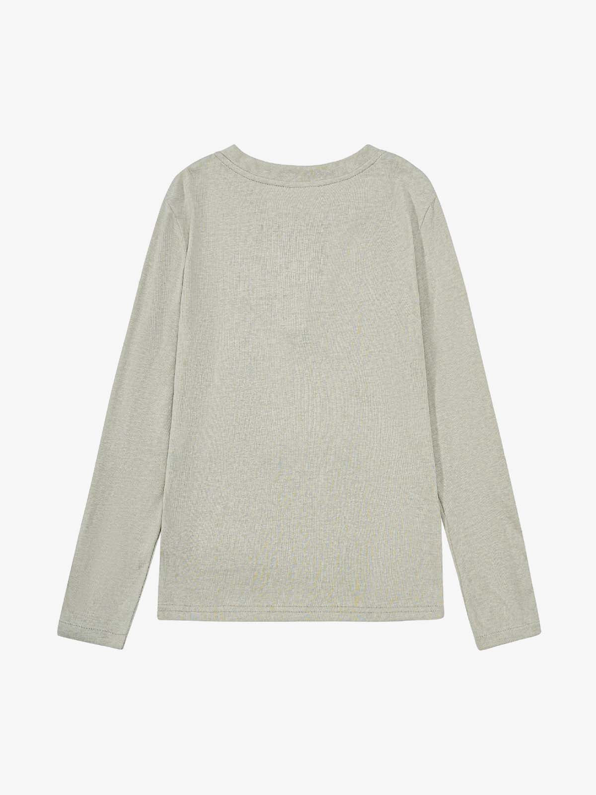 Vintage Grunge Text Print Henley Long Sleeve T-Shirt 
