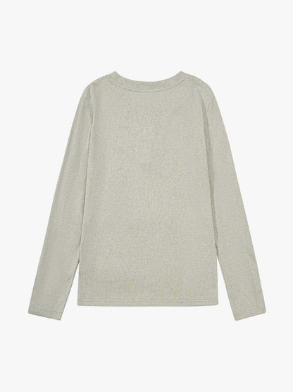 Vintage Grunge Text Print Henley Long Sleeve T-Shirt 