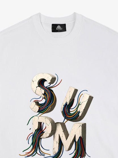 SPMD Letter Cable Graphic T-Shirt 