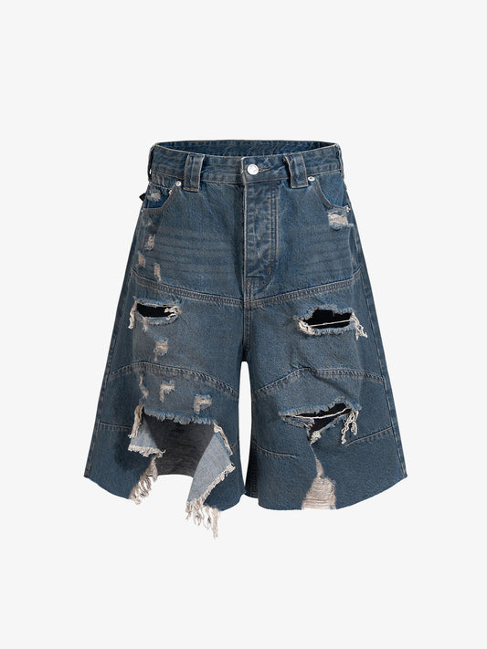 Jeansshorts mit ausgefranstem Saum