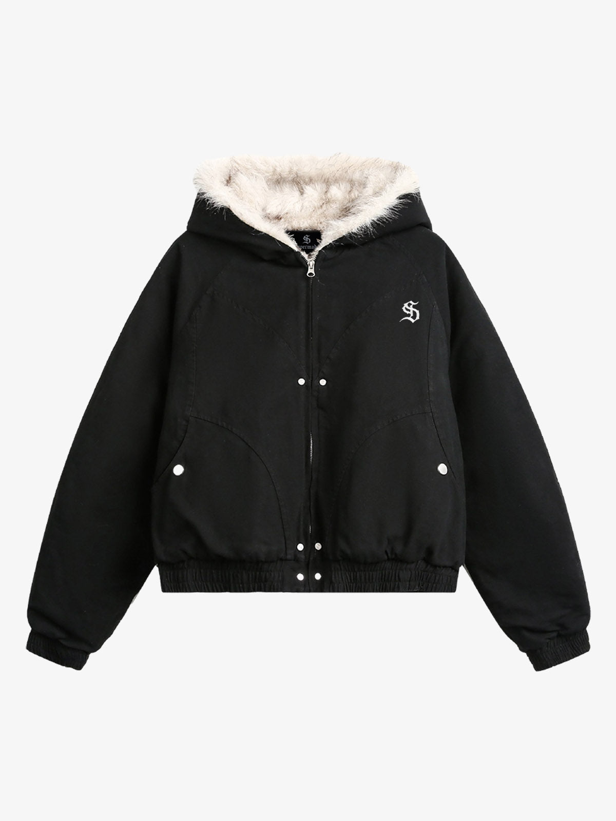 Spliced Fur Hooded Quilted Jacket - 2285 