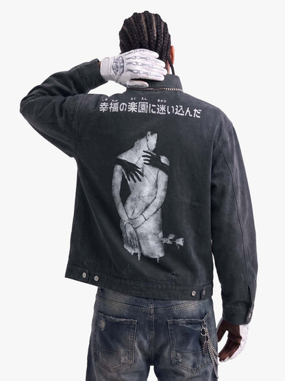 Vintage Washed Character Graphic Jacket 