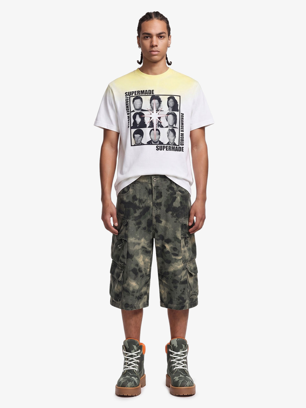 Baggy Cargo Jorts mit Camouflage-Print