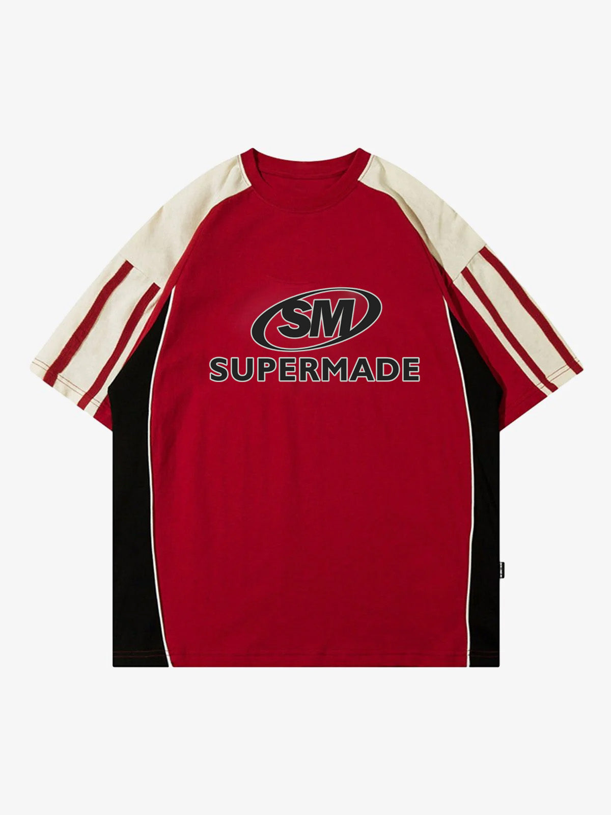Color-Blocked Strip Racing T-shirt - 2076 