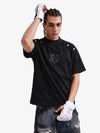 T-Shirt aus Wildleder mit Rundhalsausschnitt und Metallic-Print