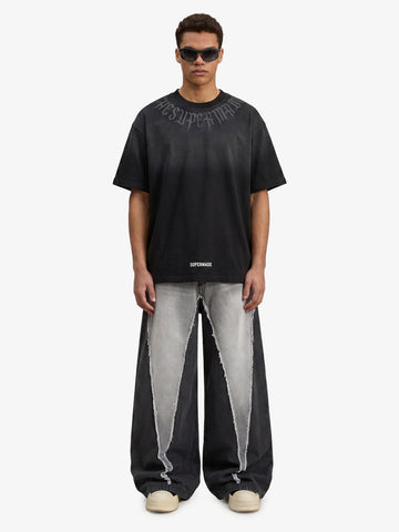 Verwaschenes Oversize-T-Shirt mit Retro-Farbverlauf und Buchstabendruck