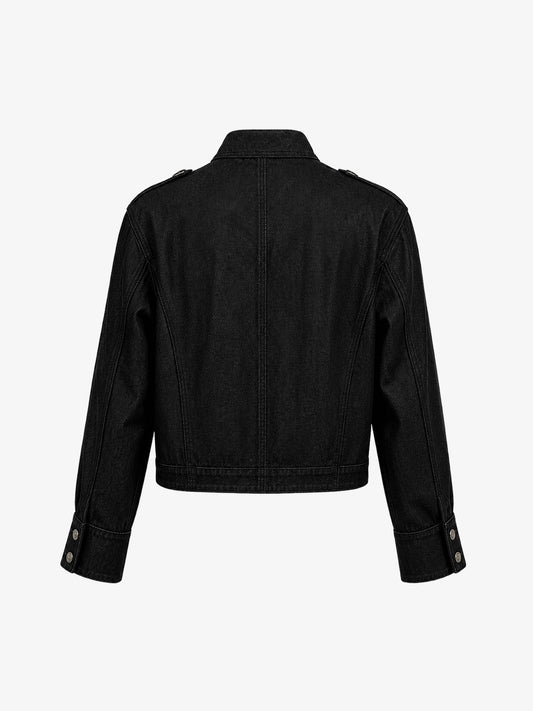 Vintage Militär-Jeansjacke mit silbernen Knöpfen