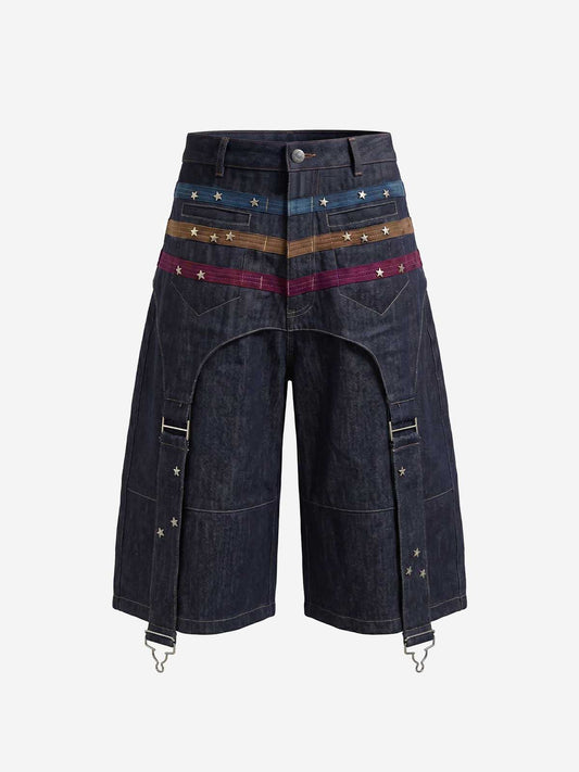 Vintage Shorts mit weitem Bein und Sternenbesatz