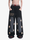 Jogginghose mit Sternen-Spray-Print im Used-Look