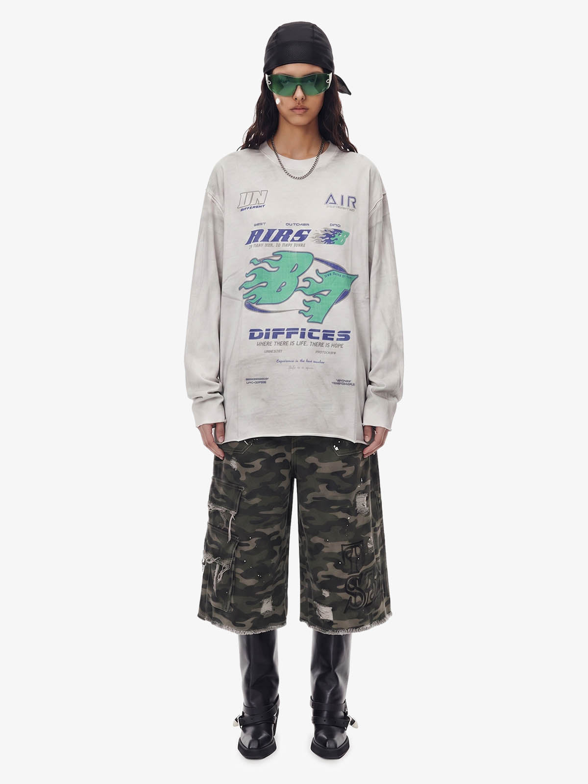 Thesupermade Washed Edge Langarm-T-Shirt