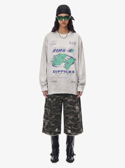 Thesupermade Washed Edge Langarm-T-Shirt