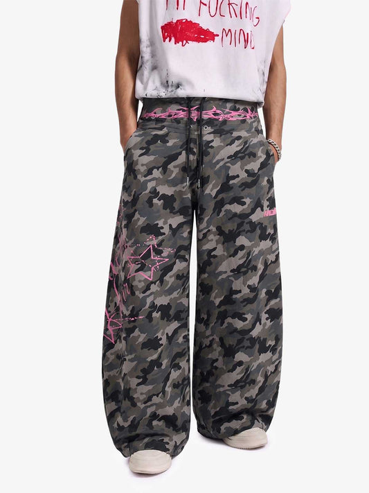 Y2K Camo Pink Print Barrel Sweatpants