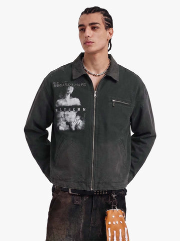 Vintage Washed Character Graphic Jacket 