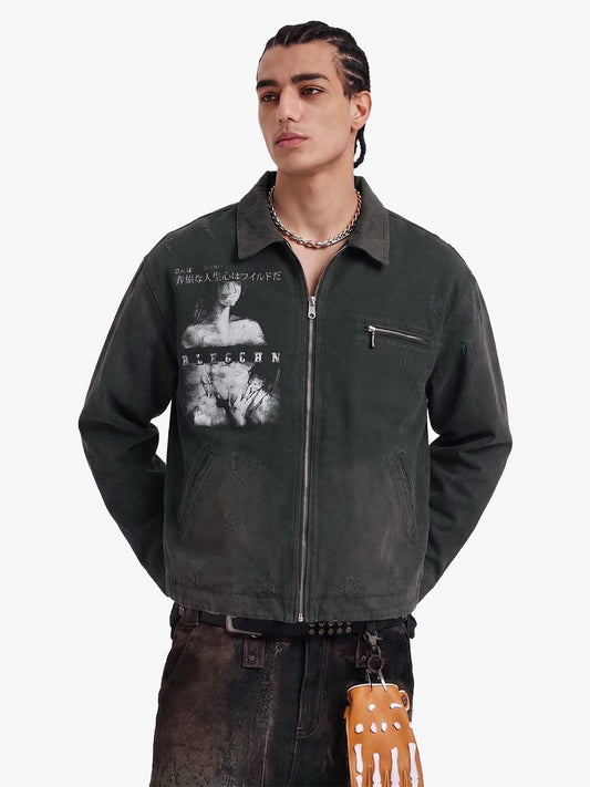 Jacke mit Washed-Vintage-Charaktergrafik