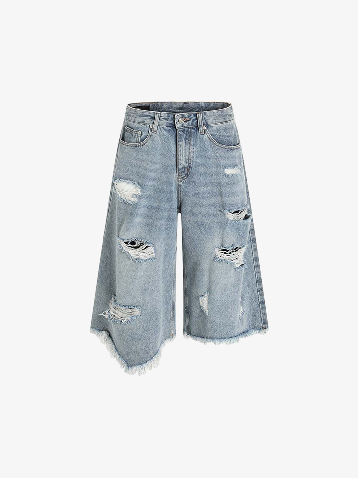 Distressed Light Wash Denim Jorts 