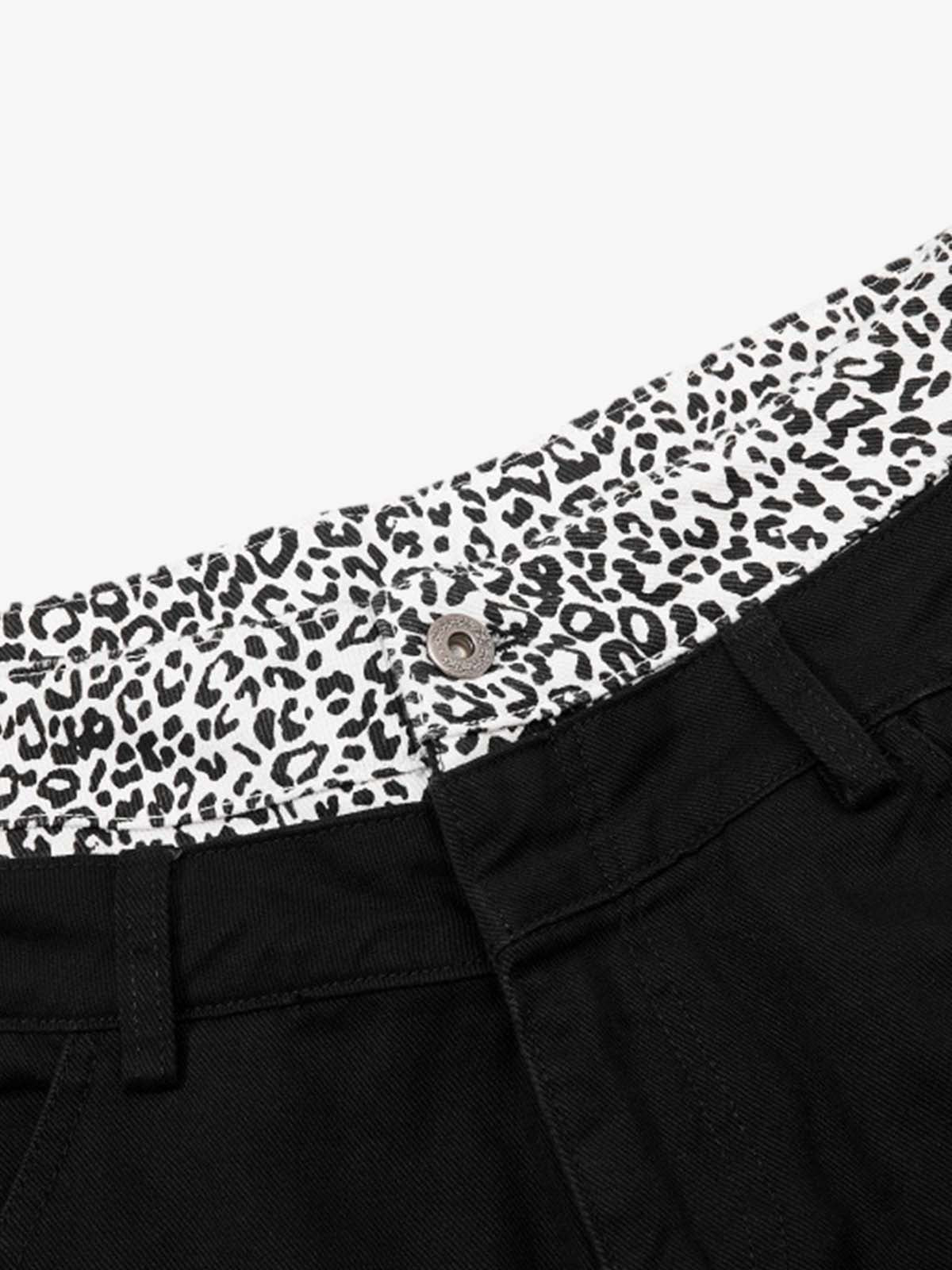 Leopard Waistband Cross Patch Cargo Pants 
