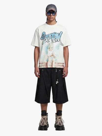 Retro Street Peace Dove Angel Rhinestone T-Shirt 