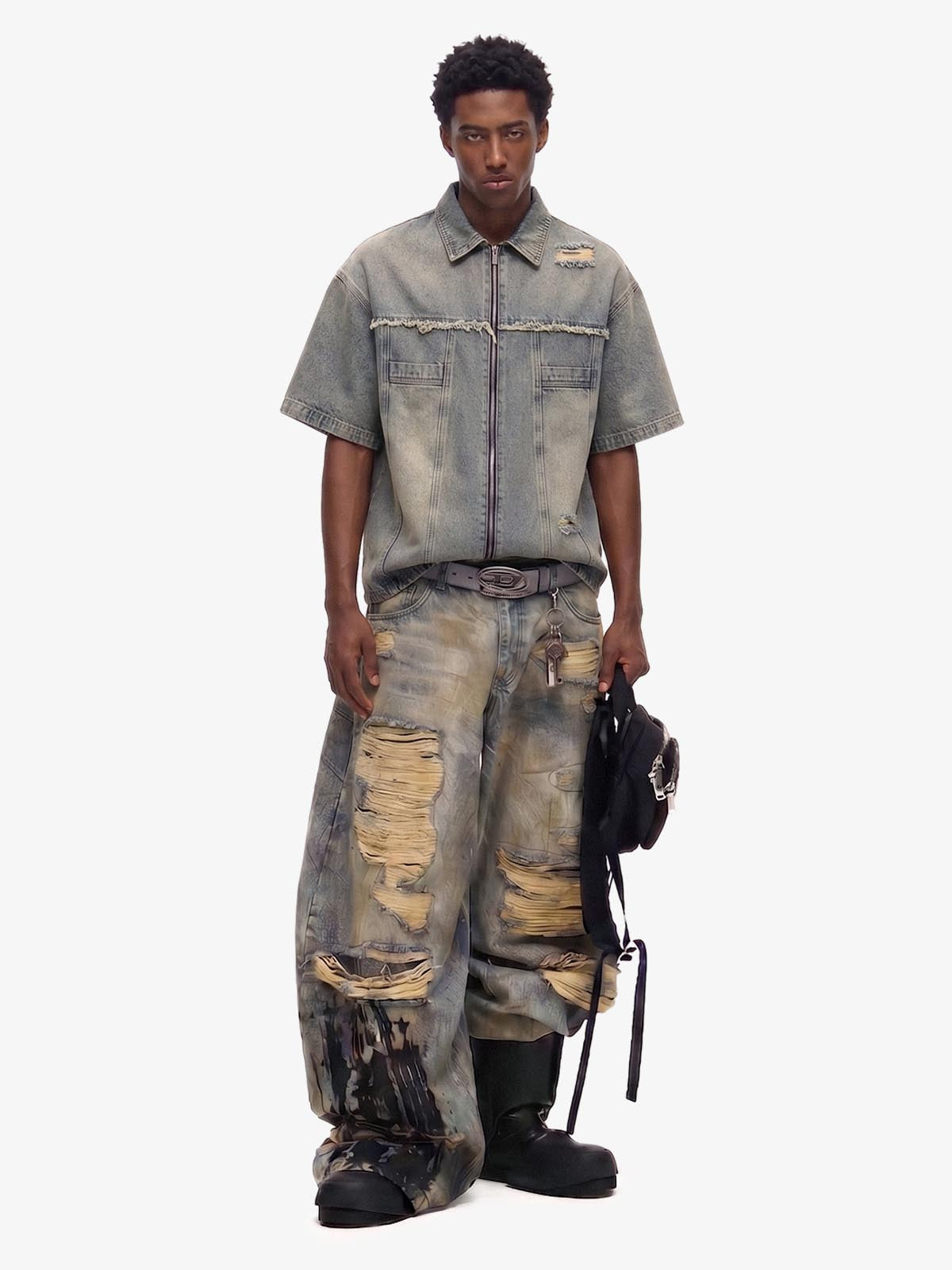 Ripped Denim Distressed Suit - 2460 