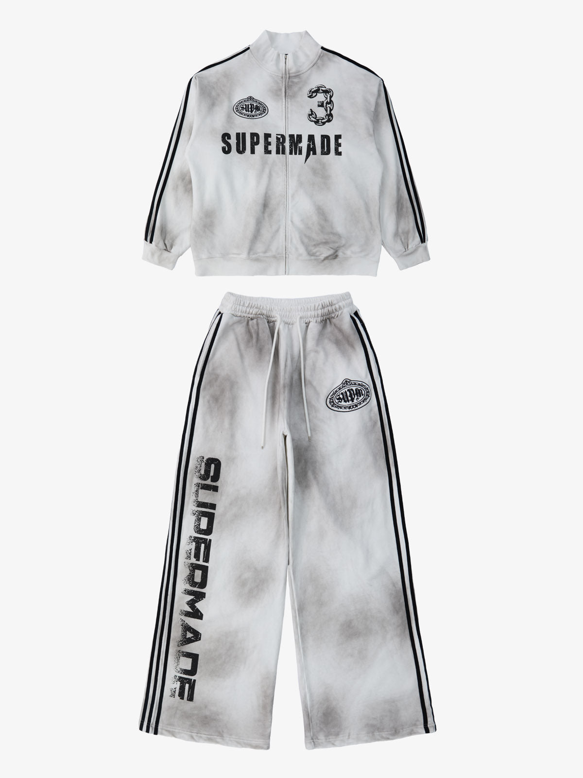 Supermade Vintage Distressed NO.3 Stand Collar Tracksuit - 2591 