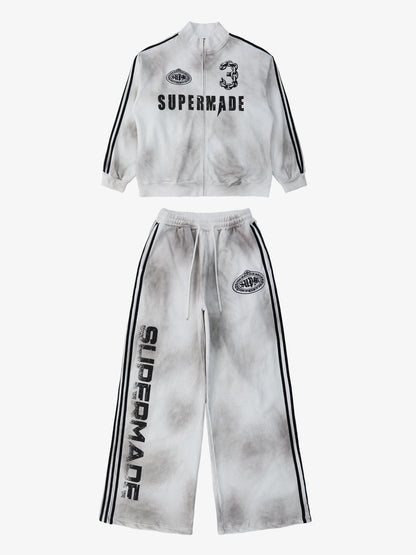 Supermade Vintage Distressed NO.3 Stand Collar Tracksuit - 2591 