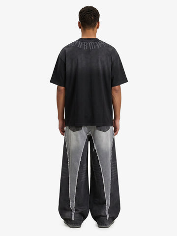 Verwaschenes Oversize-T-Shirt mit Retro-Farbverlauf und Buchstabendruck