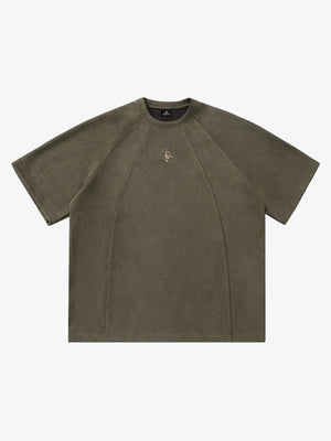 Suede Panel Raglan T-Shirt 