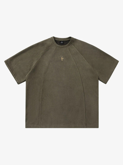 Suede Panel Raglan T-Shirt 