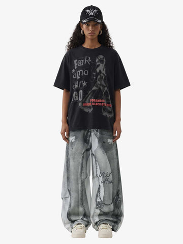Vintage Illusion Graphic Ultra-Baggy Jeans 