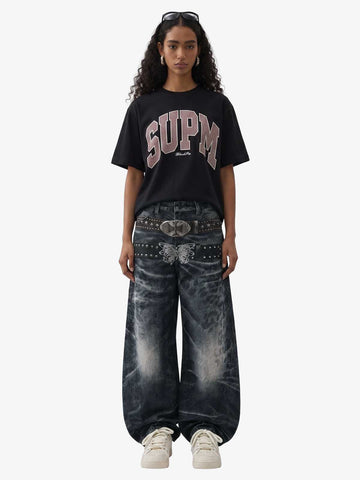 Butterfly Illusion Graphic Print Baggy Jeans 