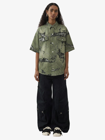 Lightning Storm Print Short Sleeve Shirt 