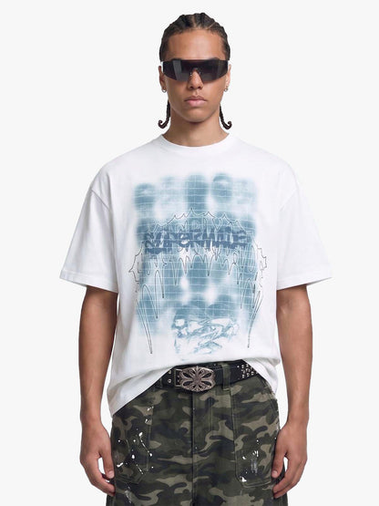 Dark Grid Skull Graphic T-Shirt 